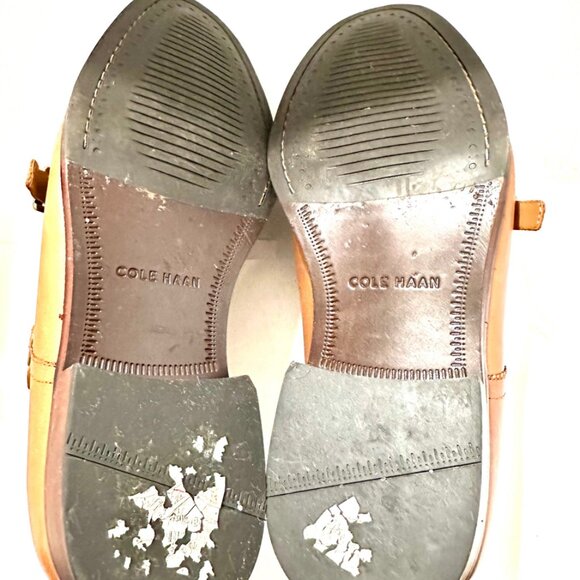Cole Haan Mens Shoes Benton Tan Leather Double Strap Dress Loafers Size 11.5 M - Picture 8 of 8